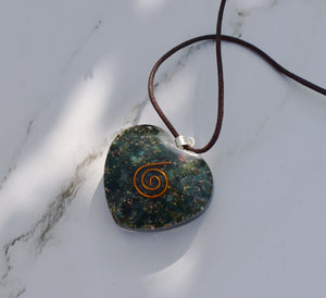 Bloodstone Crystal Orgone Heart Pendant