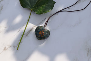 Bloodstone Crystal Orgone Heart Pendant