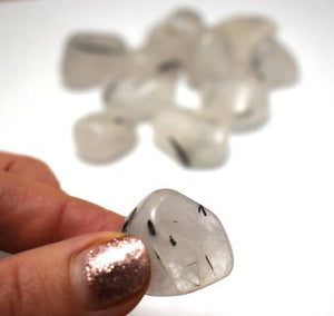 Tourmalinated Quartz Crystal Tumble Stone