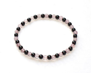 Rose Quartz & Hematite Crystal Beaded Bracelet - | reiju