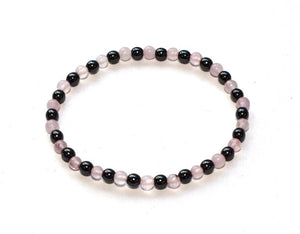 Rose Quartz & Hematite Crystal Beaded Bracelet - | reiju