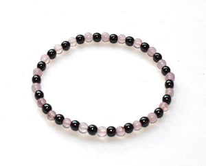 Rose Quartz & Hematite Crystal Beaded Bracelet - | reiju