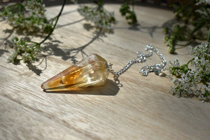 Citrine Faceted Dowsing Crystal Pendulum for Divination and Energy Healing Work