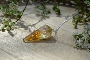 Citrine Faceted Dowsing Crystal Pendulum for Divination and Energy Healing Work