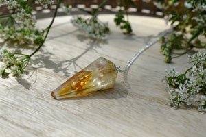 Citrine Faceted Dowsing Crystal Pendulum for Divination and Energy Healing Work