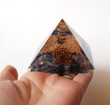 Load image into Gallery viewer, Amethyst Large Crystal Stones Orgonite Energy Generator Pyramid - Reiju