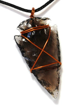 Load image into Gallery viewer, Black Obsidian Wire Wrapped Crystal Arrowhead Pendant Necklace | Protection &amp; Healing