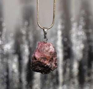 Rhodonite Raw Crystal Pendant