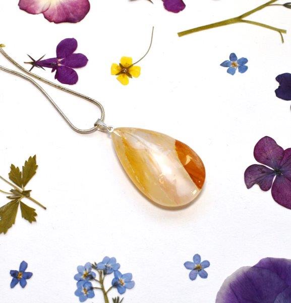 Golden Yellow Healer Quartz 'Hematoid' Natural & Unique Polished Crystal Stone Pendant & 18