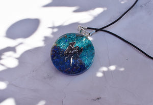 Archangel Michael Orgone Pendant Natural Lapis Lazuli Topaz Inc Silver Chain, Blue Coloured |Reiju