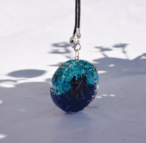 Archangel Michael Orgone Pendant Natural Lapis Lazuli Topaz Inc Silver Chain, Blue Coloured |Reiju