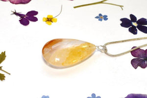 Golden Yellow Healer Quartz 'Hematoid' Natural & Unique Polished Crystal Stone Pendant & 18" Chain