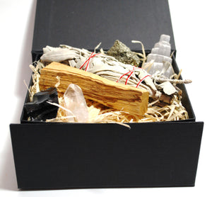 Cleansing Dispel Negativity Natural & Unique Crystals Boxed Gift Set Inc White Sage & Palo Santo