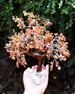 Large Carnelian Crystal Stone Wire Wrapped Gemstone Tree With Crystal Base