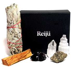 Cleansing Dispel Negativity Natural & Unique Crystals Boxed Gift Set Inc White Sage & Palo Santo