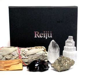 Cleansing Dispel Negativity Natural & Unique Crystals Boxed Gift Set Inc White Sage & Palo Santo