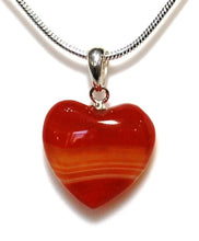 Load image into Gallery viewer, Carnelian Polished Crystal Heart Pendant With 925 Sterling Silver Clasp &amp; 18&quot; Chain