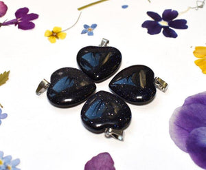 Blue Goldstone Sparkly Heart Pendant