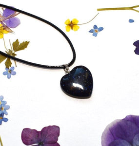 Blue Goldstone Sparkly Heart Pendant