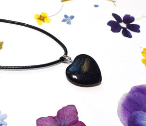 Blue Goldstone Sparkly Heart Pendant