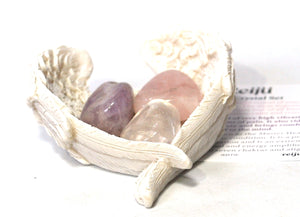 RAC Rose Quartz Amethyst & Clear Quartz Natural 'Golden Triangle' Crystal Tumble Stone Set