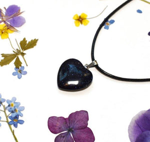 Blue Goldstone Sparkly Heart Pendant