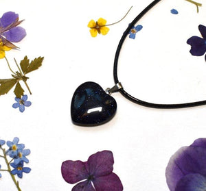 Blue Goldstone Sparkly Heart Pendant