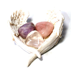 RAC Rose Quartz Amethyst & Clear Quartz Natural 'Golden Triangle' Crystal Tumble Stone Set