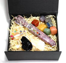 Load image into Gallery viewer, &#39;Ultimate&#39; Natural Healing Crystal Gift Set Boxed Inc Chakra Tumble Set, Clear Quartz, Black Obsidian