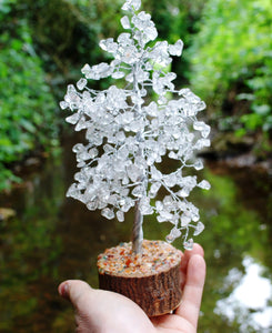 Clear Quartz Crystal Chip Wire Wrapped Gemstone Tree