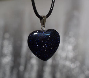 Blue Goldstone Sparkly Heart Pendant