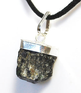 Black Tourmaline Crystal Stone Pendant & Cord Necklace - Small