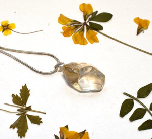 Natural Brazilian Polished Citrine Crystal Stone 925 Sterling Silver Pendant & 18" 925 Chain Inc Box