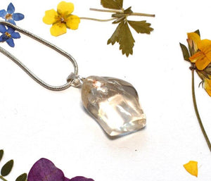 Natural Brazilian Polished Citrine Crystal Stone 925 Sterling Silver Pendant & 18" 925 Chain Inc Box