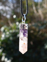 Load image into Gallery viewer, Amethyst, Clear Quartz &amp; Rose Quartz Crystals Orgone Orgonite Pendant Necklace