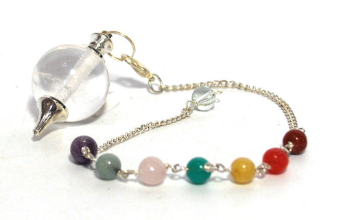 Clear Quartz Natural Polished Sphere Dowsing Chakra Pendulum |Reiju