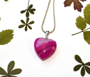 Pink Agate Crystal Heart Pendant