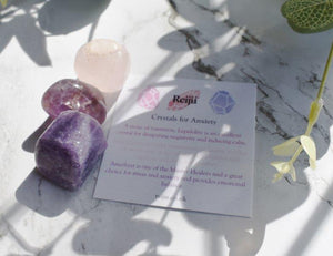 "Crystals For Anxiety Relief" Tumble Stone Set Reiki Charged