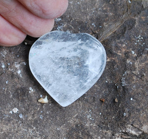 Clear Quartz Crystal 'Master Healer' Polished Heart Palm Stone