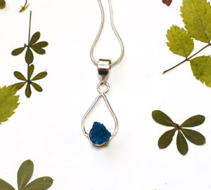 Cavansite Natural Blue Crystal 925 Sterling Silver Pendant & Necklace Inc Gift Box & Benefits Tag