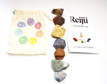 Load image into Gallery viewer, Chakra Crystal Raw Chunk Set Of Seven Inc Guide To The Chakras Gift Set