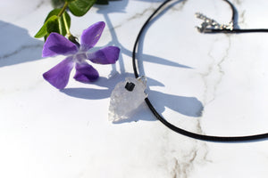 Clear Quartz & Black Tourmaline Natural Arrowhead Pendant Necklace