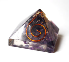 Load image into Gallery viewer, Amethyst Crystal Chip Stone Small Orgone Orgonite Pyramid - Reiju