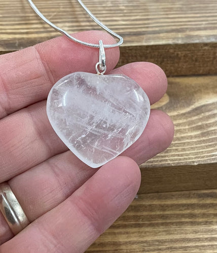 Clear Quartz Polished Crystal Stone Heart Pendant |Reiju