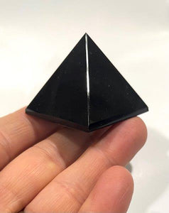 Large Polished Black Obsidian Crystal Stone Pyramid