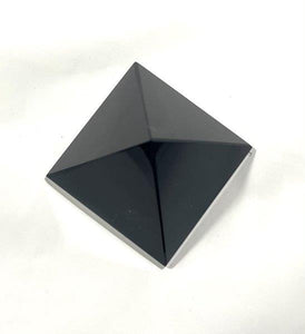 Large Polished Black Obsidian Crystal Stone Pyramid