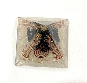 Clear Quartz & Black Tourmaline Natural Crystal Stones Orgone Orgonite Pyramid Gift