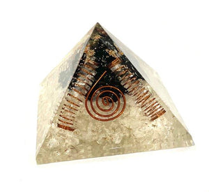 Clear Quartz & Black Tourmaline Natural Crystal Stones Orgone Orgonite Pyramid Gift