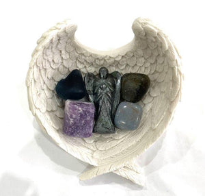 AQUARIUS Zodiac Star Sign Gift Box, Protection Stone, Angel Wing Dish, January February Birthday