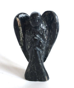 Hand Carved Black Tourmaline Crystal Angel - Krystal Gifts UK
